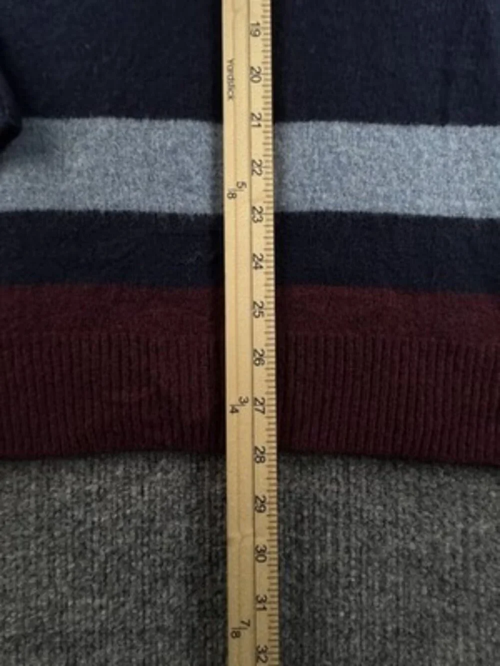 Fred Perry Pullover Logo XL Sweater Blue Red Crew Neck Wool Striped Designer